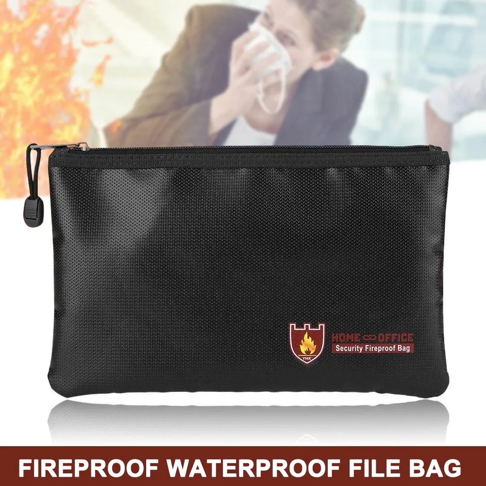 Fireproof Fire Resistant Document Bag Envelope Pouches For Passport Money Files 