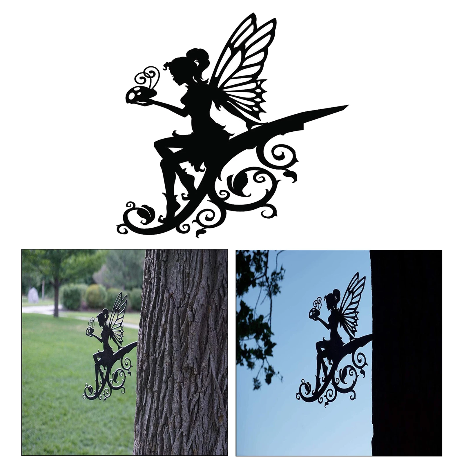Rust Metal Fairy Silhouette Ornnament for Home Garden Lawn Enterway Wall