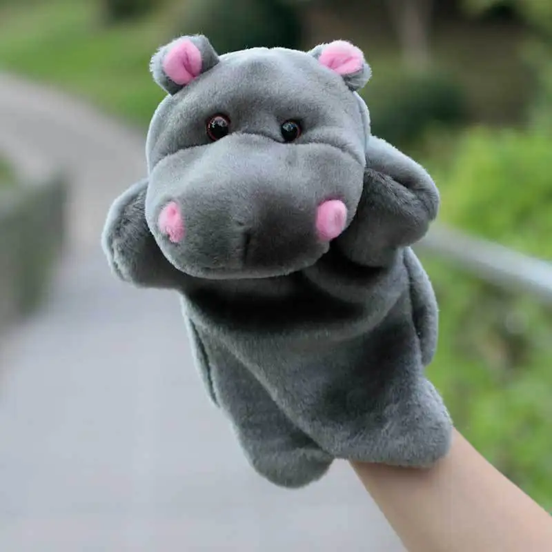 Soft Plush Animal Hand Puppets for Kids Storytelling Game Props Hippo 