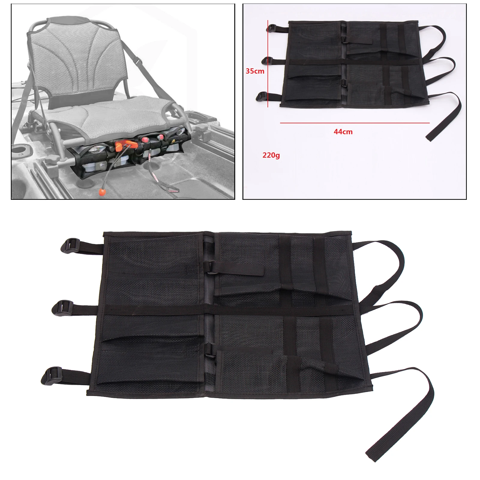 Durable Kayak Mesh Bag Beer Storage Pouch Rowing Boat Chair Tackle Tool Kit Bag Kayak Fishing Rod Holder Tackle Box Bag
