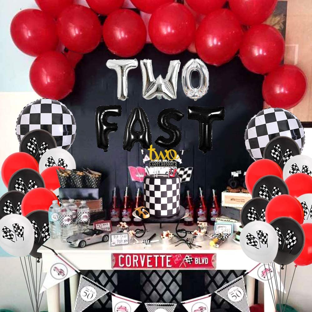 two fast birthday theme decorations