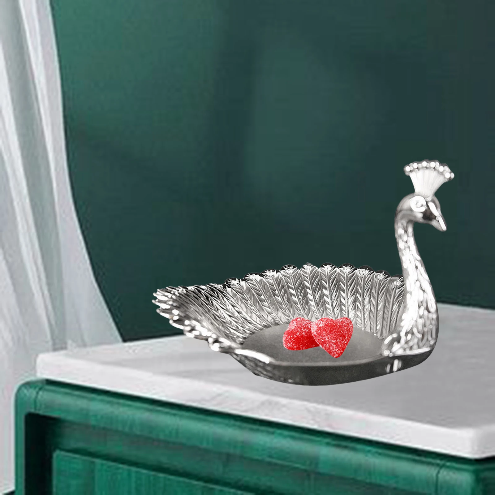 Delicate Metal Swan Shape Fruit Plate Trinket Ring Display Dish Dessert Candy Snack Serving Tray Bowl Platter Table Home Decor