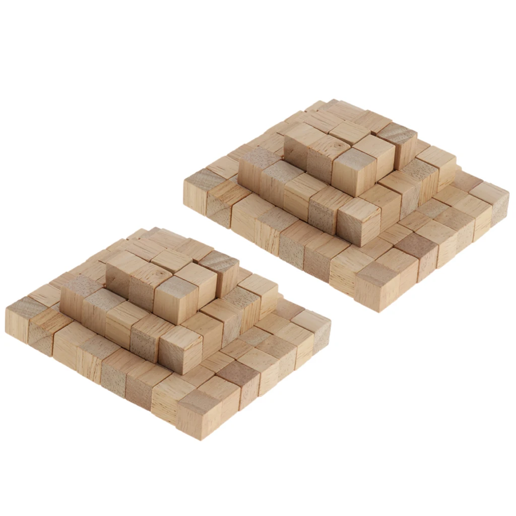 300pc Natural Wooden Building Blocks Toy Cubes Set Puzzle Toy DIY Projects 