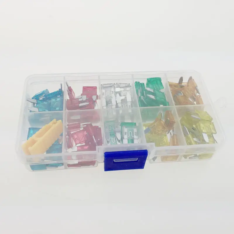 120pcs Car Mini Blade Fuse 5-30A Assortment Type With Storage Box