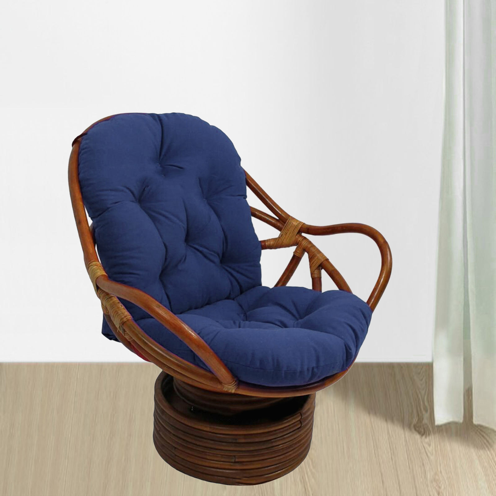 blue suede swivel chair