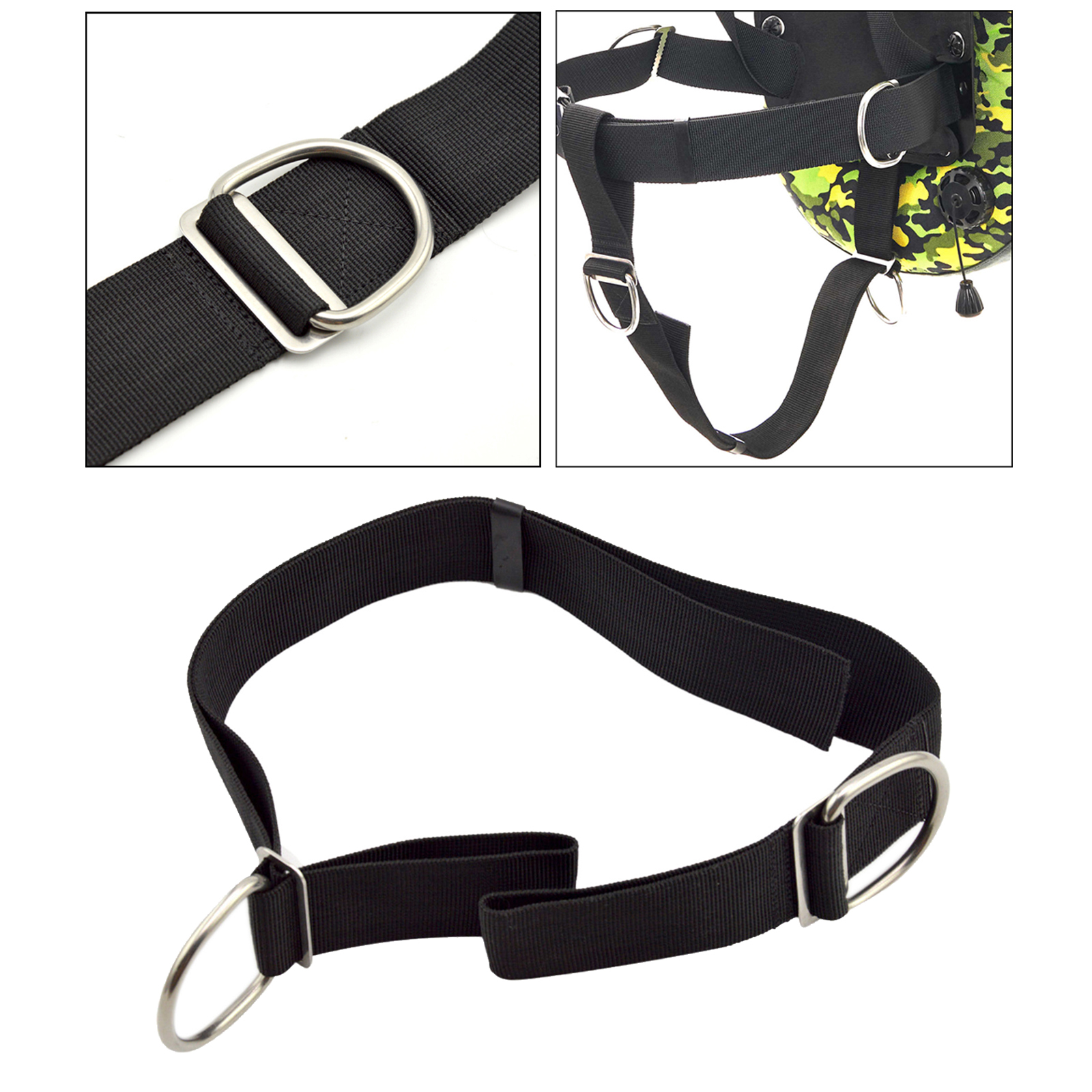 Adjustable Crotch Strap 50mm/2inch with D-ring Metal Loop For Tech Scuba Diving