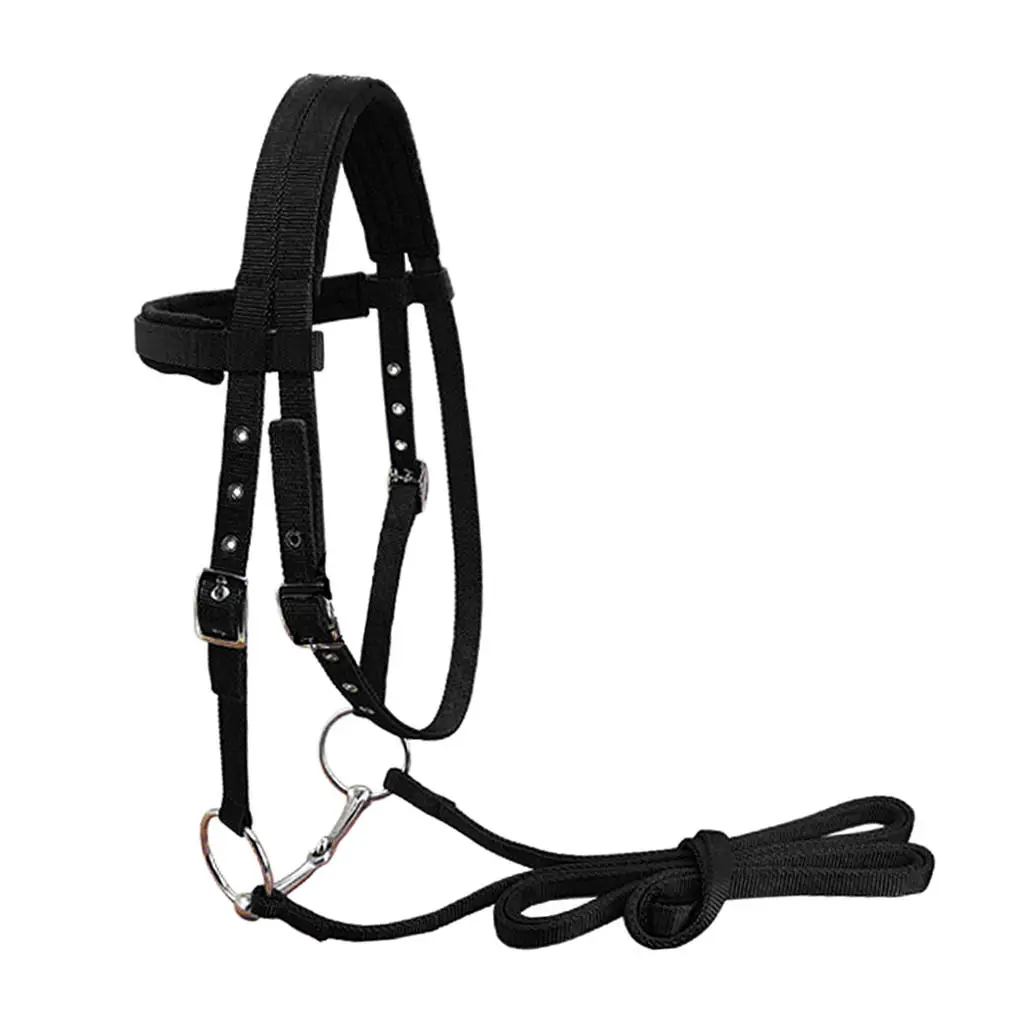 Soft Nylon Horse Bridle Headstall with Removable Snaffle High Density Halter Horse Rein Harness Headstalls Removable Snaffle