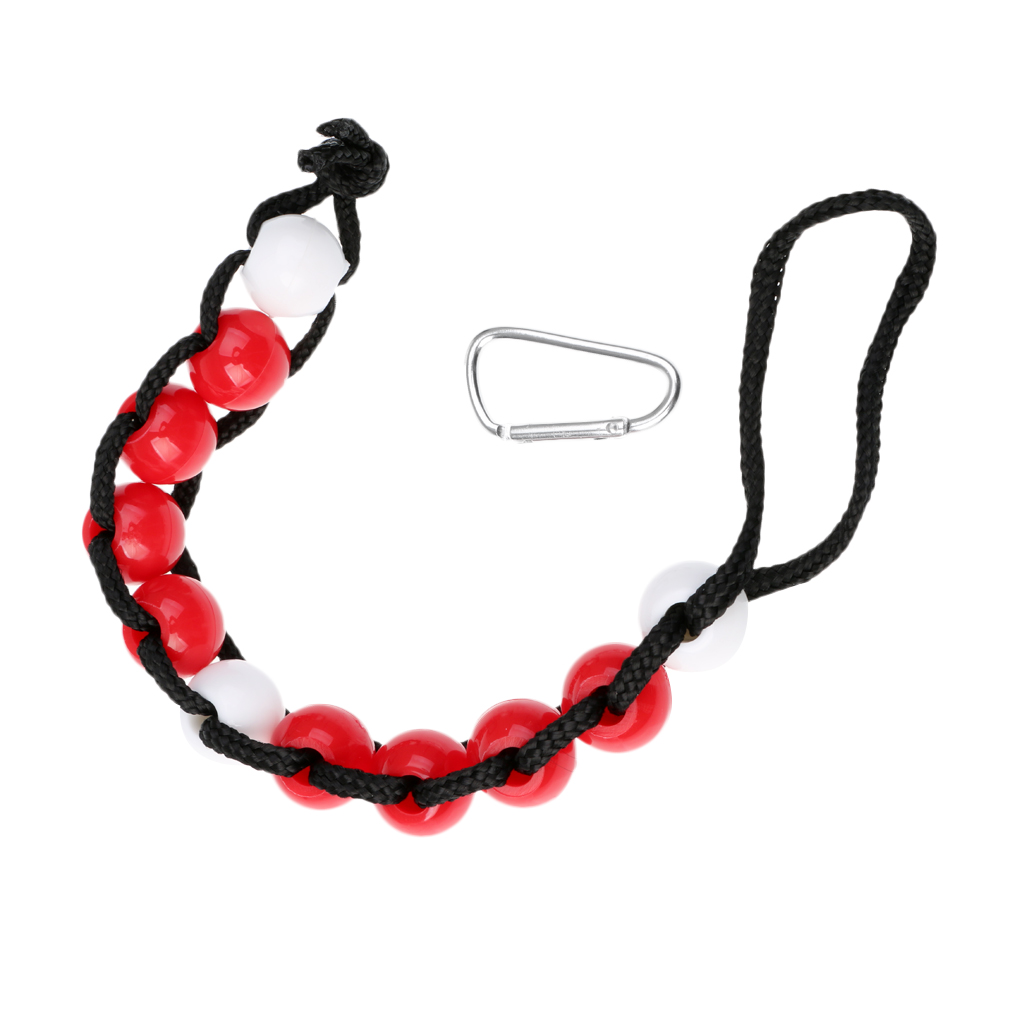 18mm Red / White Plastic Beads Golf Stroke Score Counter with Aluminum Carabiner Clip