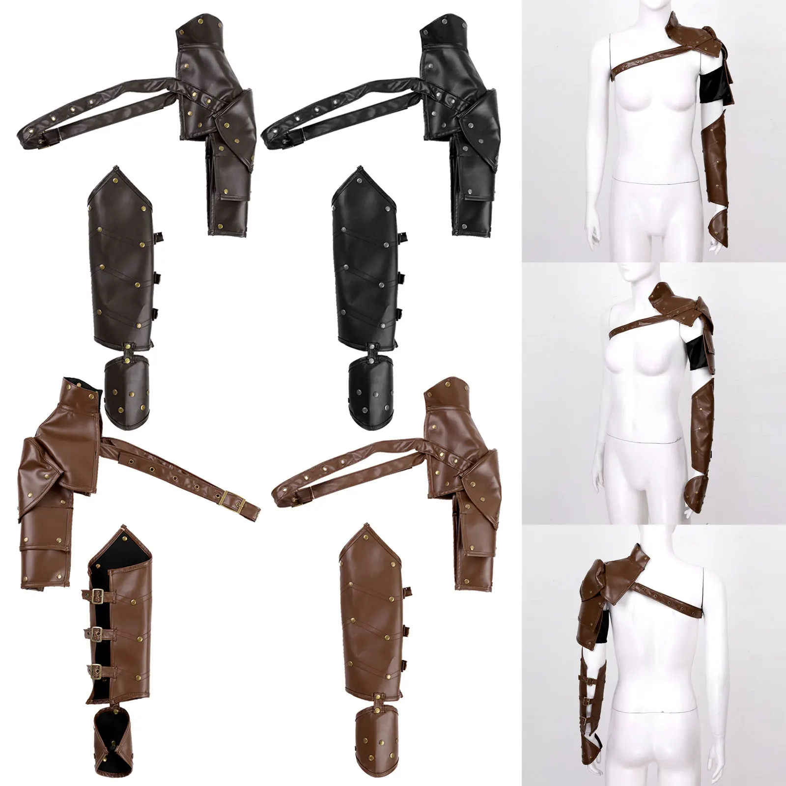 1Pc Gothic PU Adjustable Rivets Shoulder Armors with Arm Strap Sets Cosplay Hot