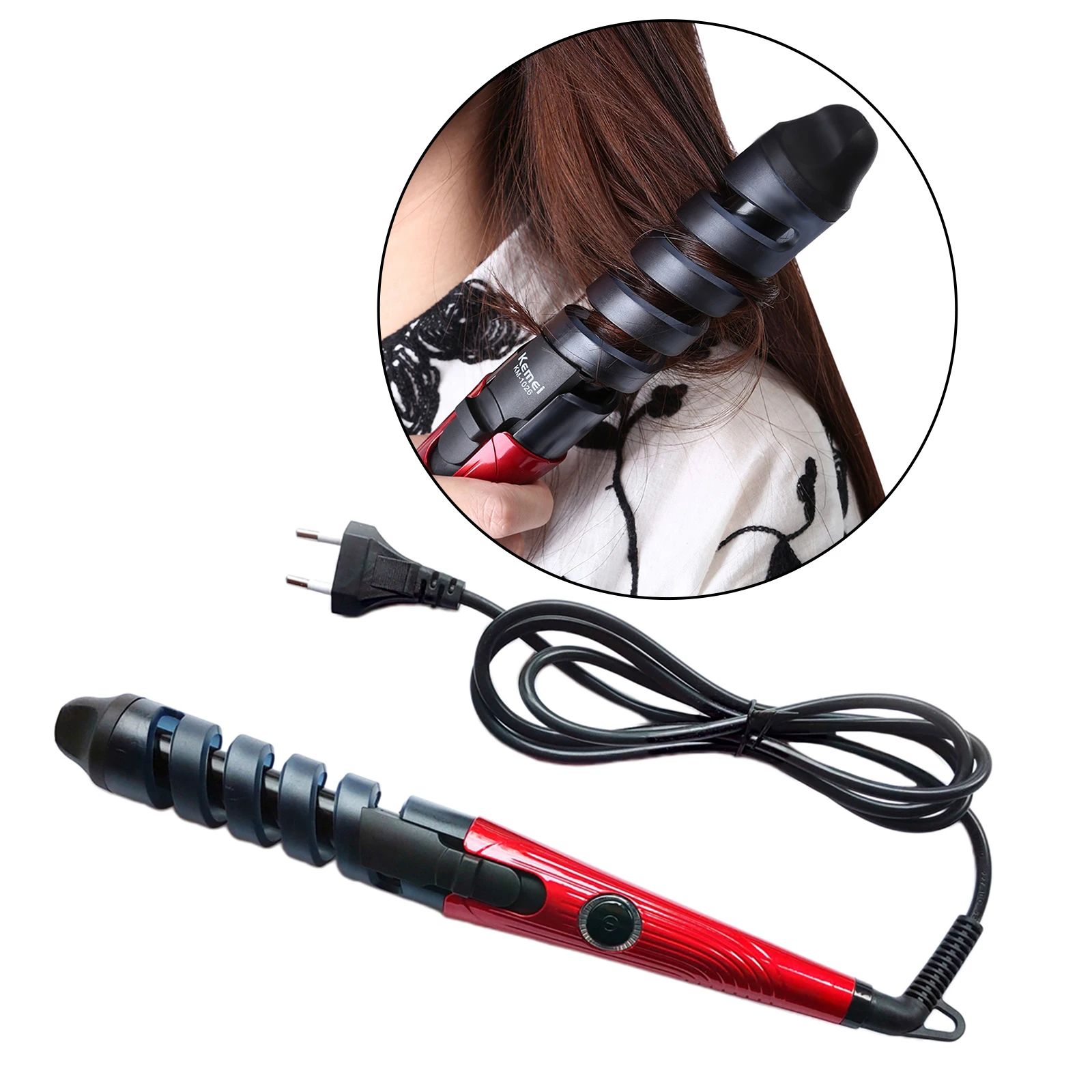 Pro Heating Hairdressing Hair Curlers Curling Wand Rod for All Hair Types Adjustable Temperature Spiral Hair Curling Iron