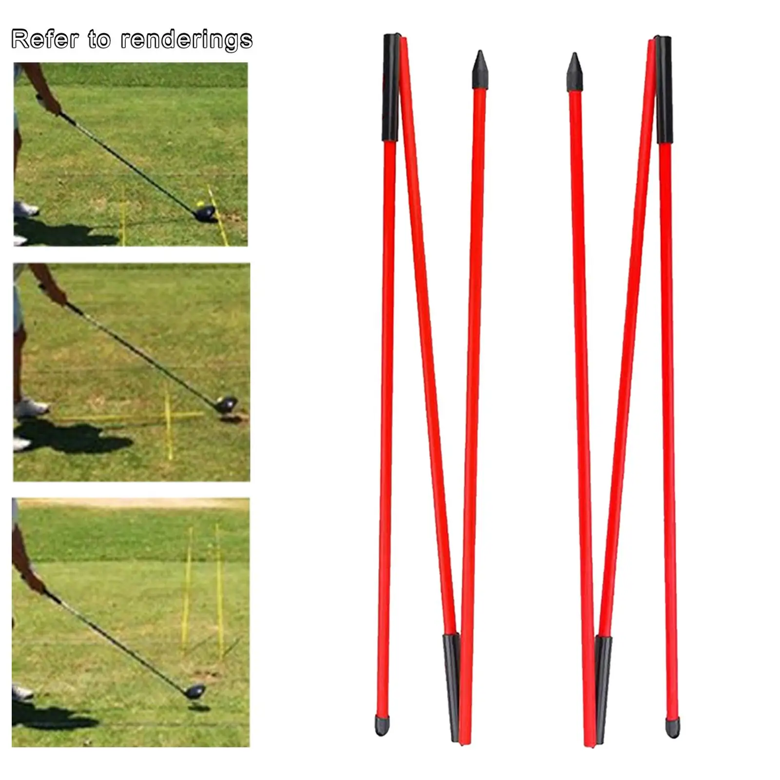 2x 122cm Golf Alignment Rods 3 Sections Foldable Practice Training Sticks Aiming Aid  Posture Corrector