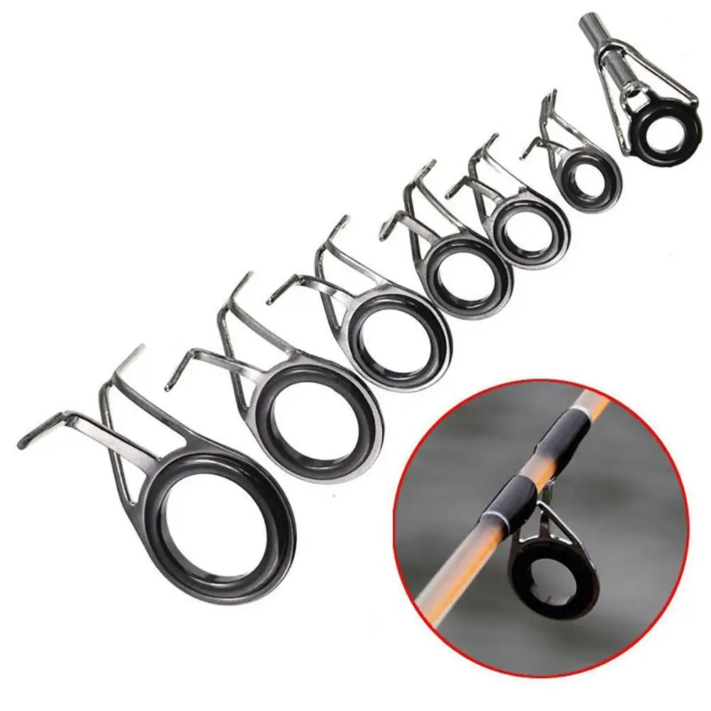 7pcs Casting Fishing Rod Guides Rod Building and Repair Line Eyelet Rings 