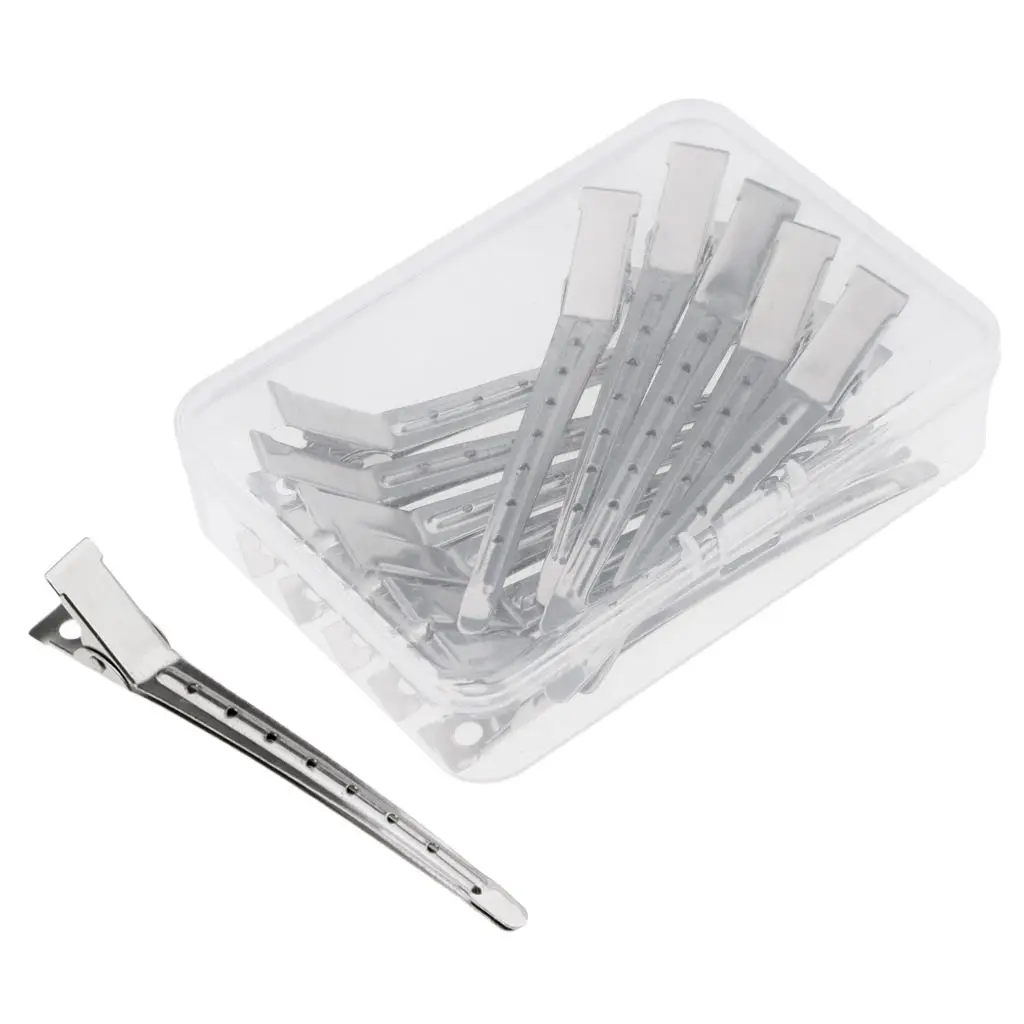 12pcs Stainless Steel Hairdressing Clips Hair Section Styling Clamps
