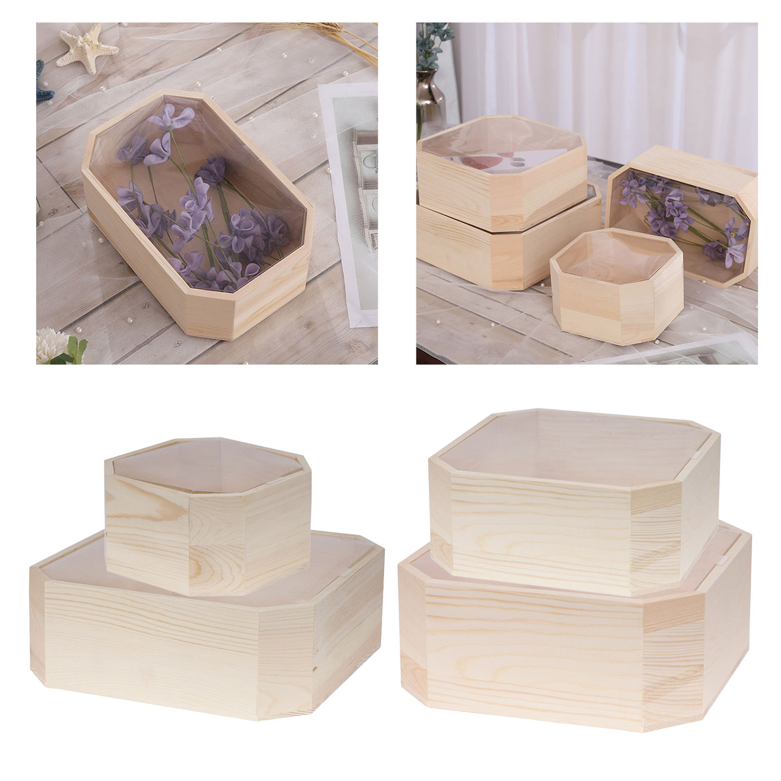Wooden Storage Box Window Design Soap Flower Gift Packing Wood Box Wedding Rings Organizer Case
