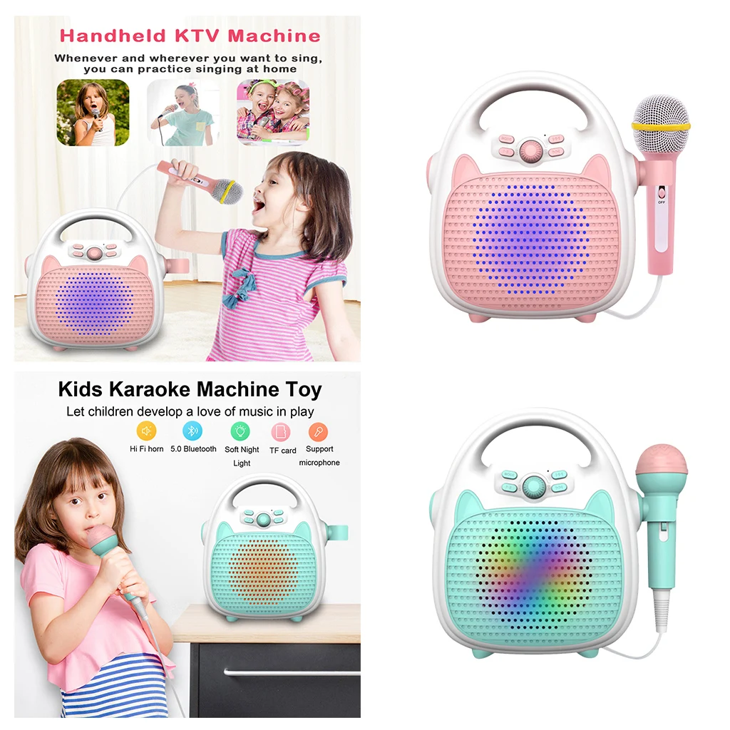 Bluetooth Kids Karaoke Machine Speaker with 1 Microphones Girls Boys Toys Portable for Birthday Festival Gifts