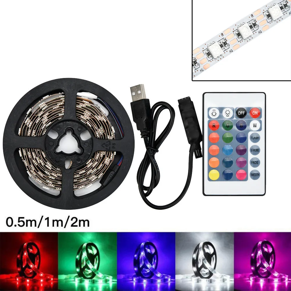 2M Strip Lights TV LED Backlight 5050 RGB Warm White Colour Changing Waterproof 