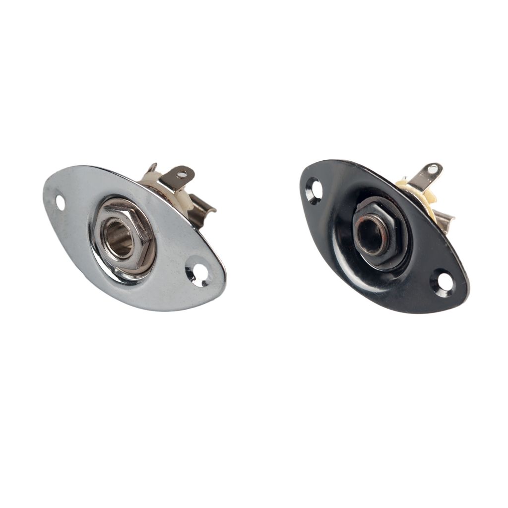 Metal Oval Shape Electric Guitar Input Output Jack Socket Replacements with Mounting Screws DIY