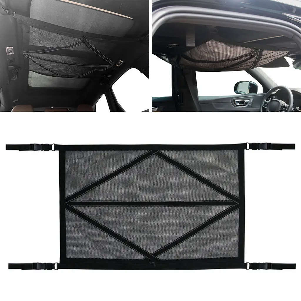 Car Ceiling Storage Bag Mesh Breathable Universal for Long Trip Travel