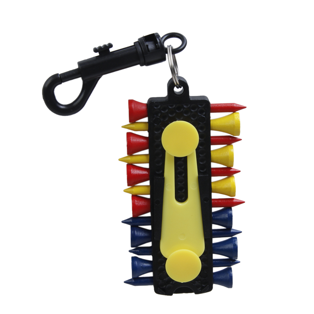 Newest Outdoor Plastic Golf Tee Caddy Keeper Key Chain 12 Tees 2 Ball Markers Divot Tool Pencil Set Golf Player Tees Accessory