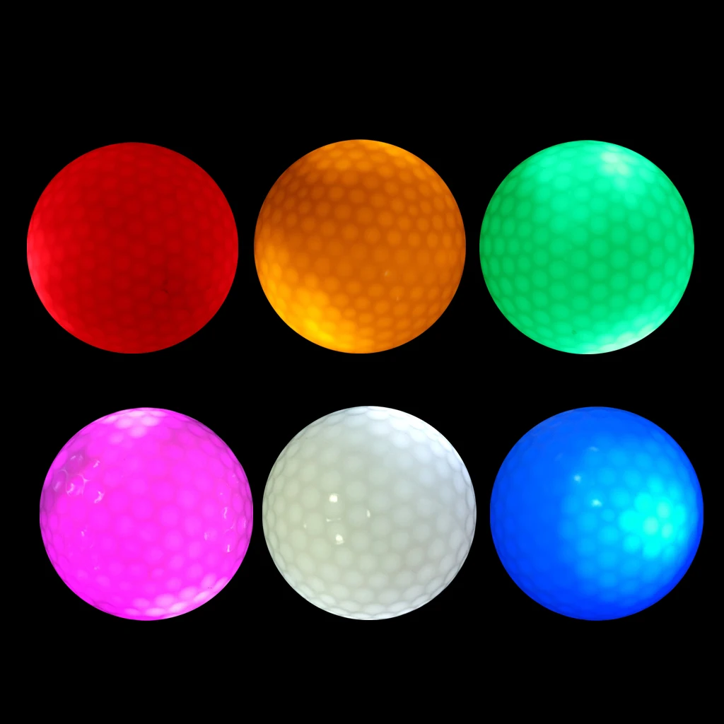 6Pcs LED Flashing Light Up Golf Balls For Sports Night Golfing