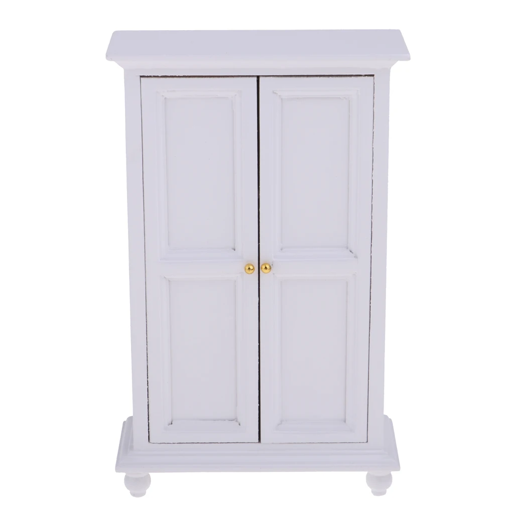Modern Dollhouse Furniture 1/12 Scale White Closet Cabinet, for Dollhouse