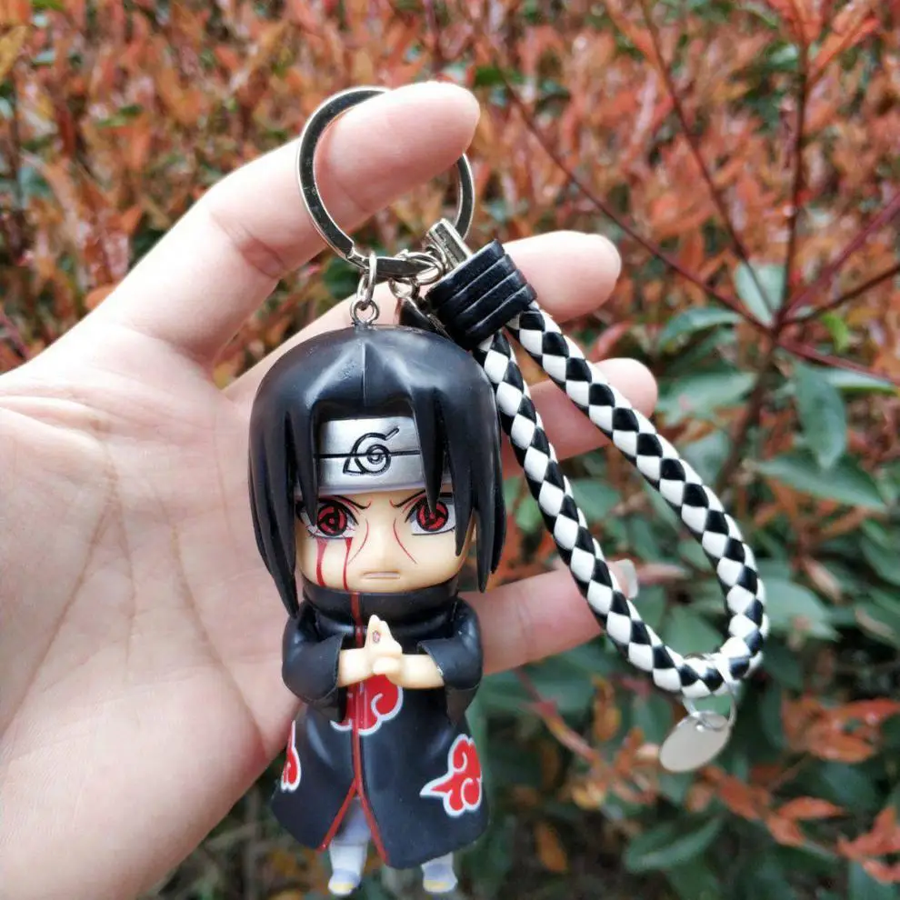 Akatsuki Itachi Keychain Anime Accessories Narutos Figure Phone Chain Work Id Card Bag Lanyard Cartoon Doll Women Jewelry Gift