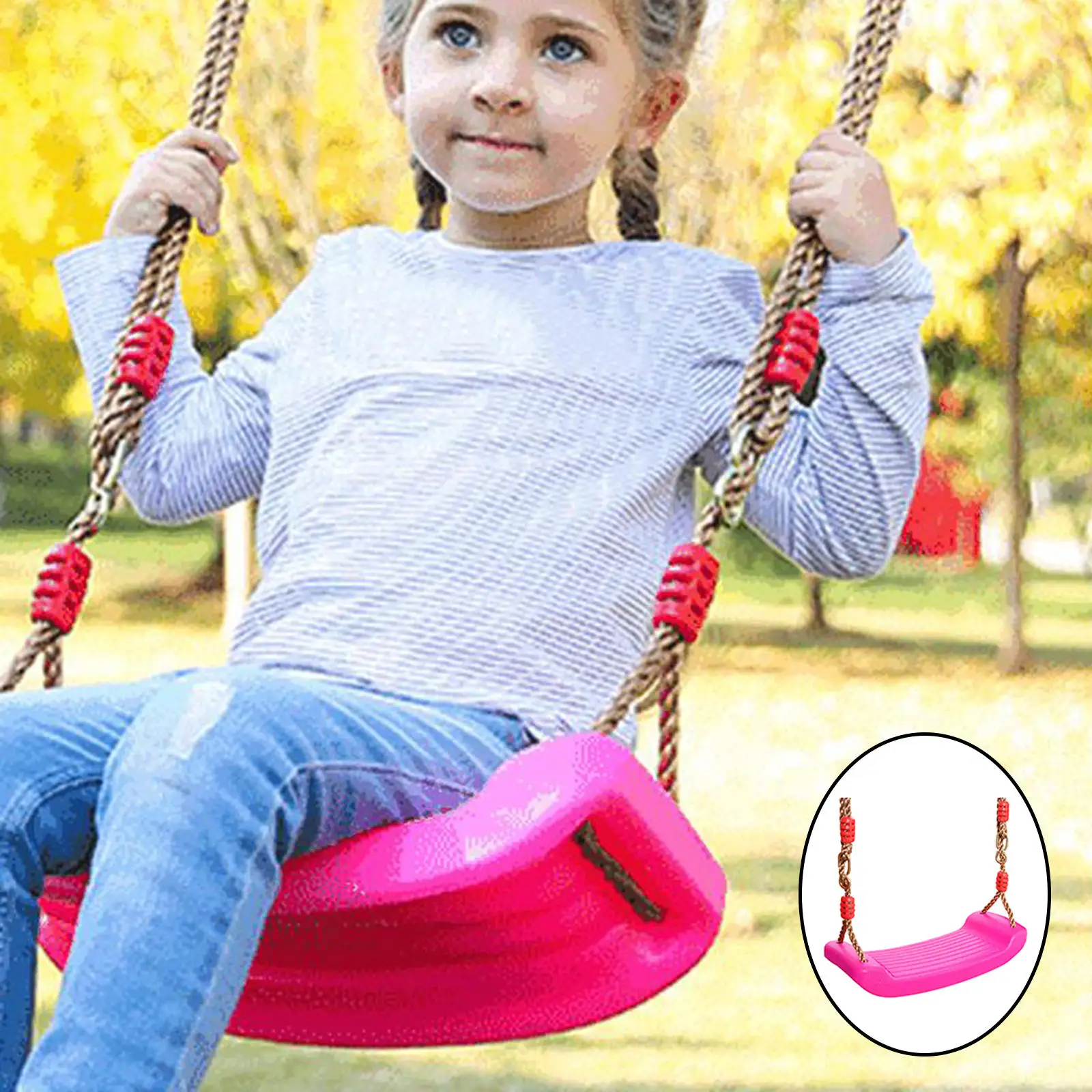 Swing Seat Set Playset with Tree Hanging Straps Hooks with Heavy Duty Durable Replacement Rope Tree Swing Seat for Children Baby