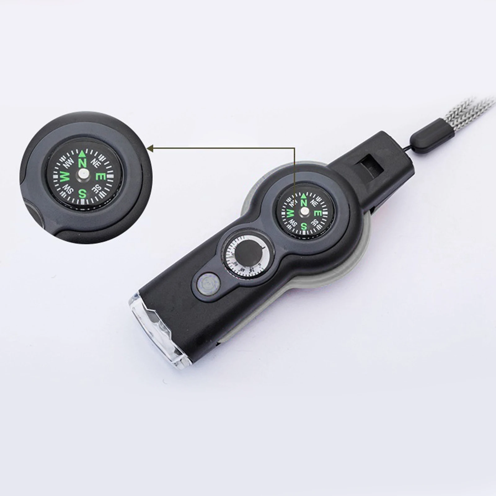 7 in 1 Military Survival Whistle Multi-function Emergency Life Saving Tool Camping Hiking Accessory flashlight Compass
