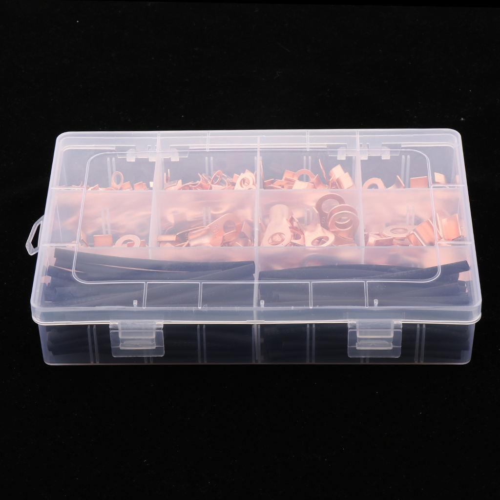 Durable Open Barrel Copper  Lug Terminal Assortment Kit, Corrosion Resistance Wire Crimp Tool, Pack of 245
