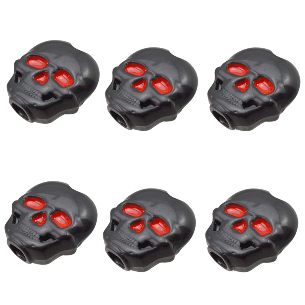 6 Pieces Skull Shape Ebony Buttons with Screws and Washers Classical Guitar Tuning Peg Key Set Tuner Button
