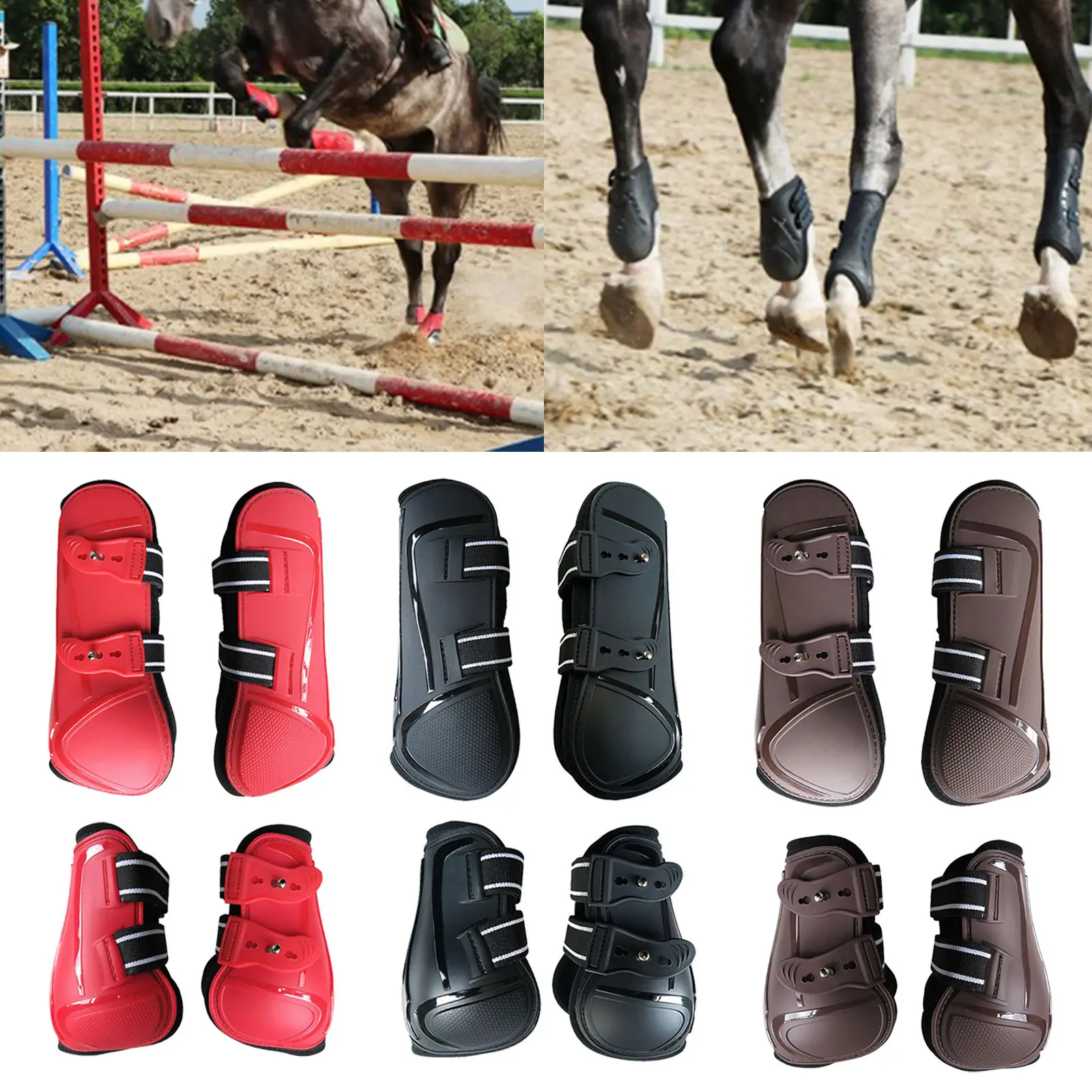 1 Pair Front/Hind Legs Jumping Tendon Horses Boots, Secure Leg Protection, Durable Dressage Horse Riding Equestrian Equipment