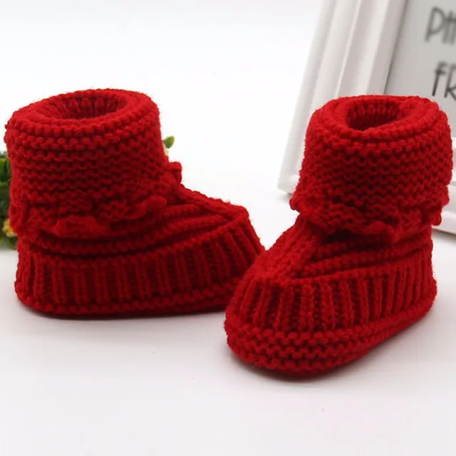 Chaussures de neige pour bébés 0-6M, Bottes molletonnées en tricot Crochet pour  bébés, à nœud papillon, chaussons d'hiver chauds pour bébés filles et  garçons