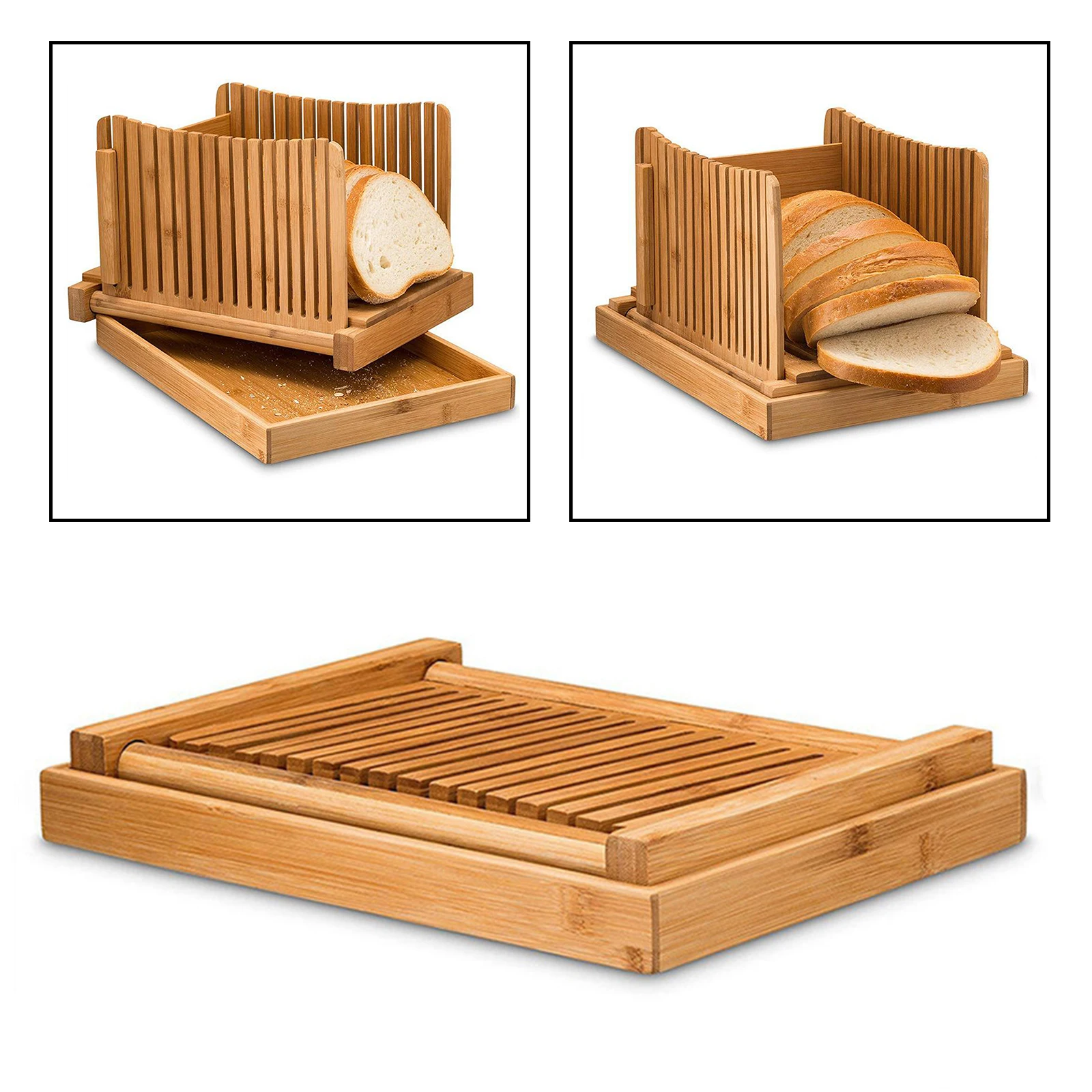 Bamboo Bread Slicer Bread Cutter Made of 100% Bamboo Wood, Bread Cutter Machine