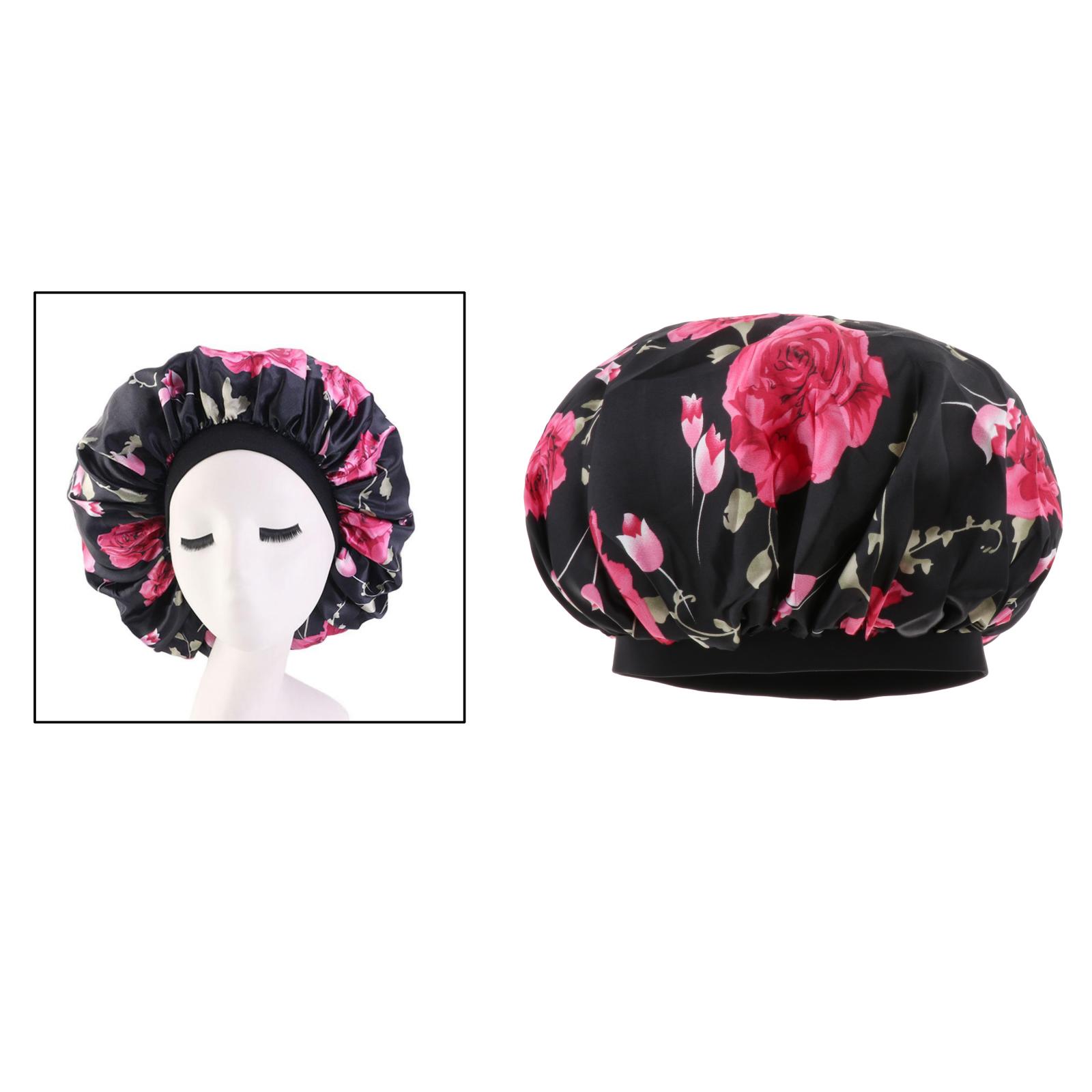 Satin Night Sleep Cap Hair Bonnet Hat Head Cover Satin Wide Band Jumbo Size