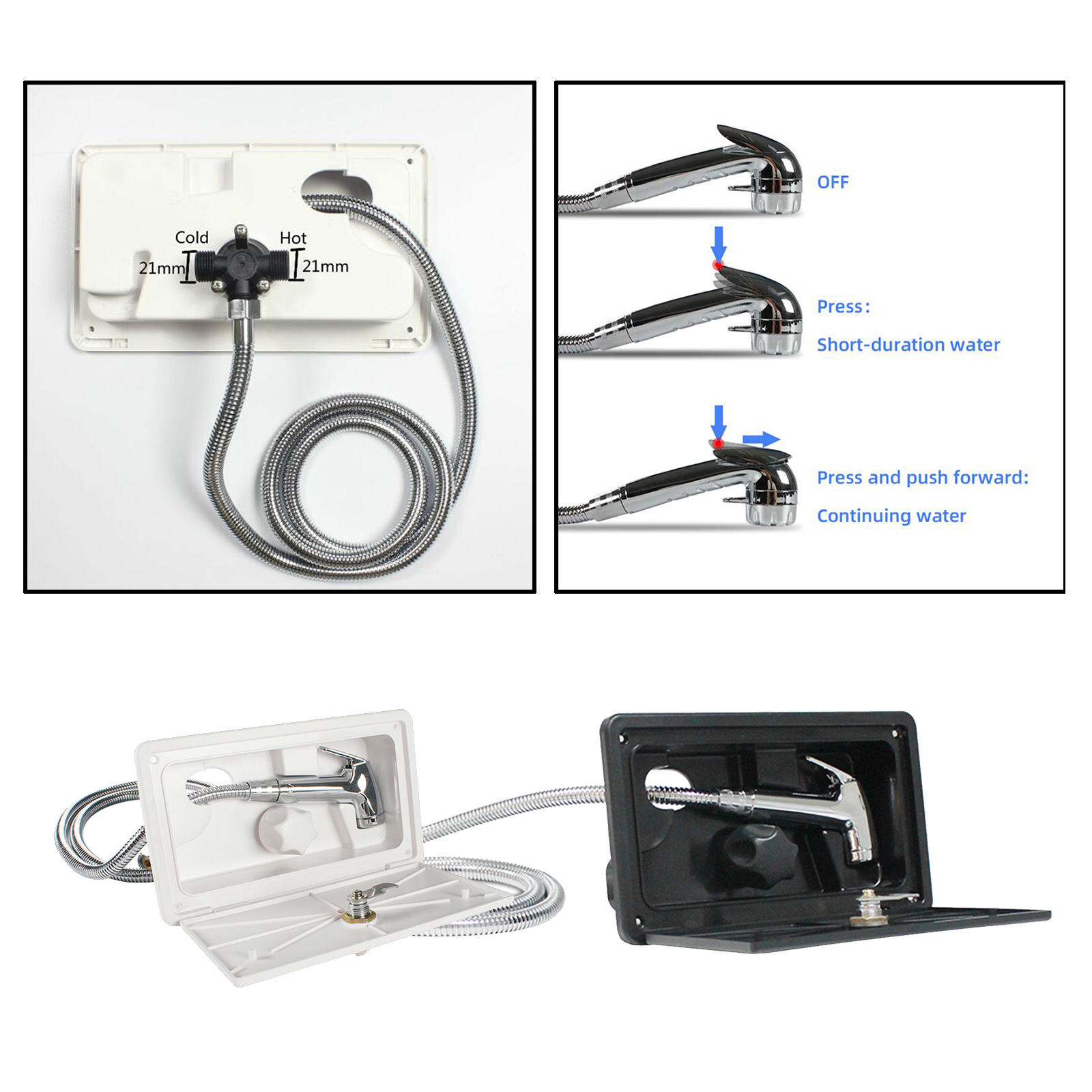 RV Exterior Outside Shower with Lock and Key Stainless Steel Water Switch Marine Camper Travel Caravan Accessories Box
