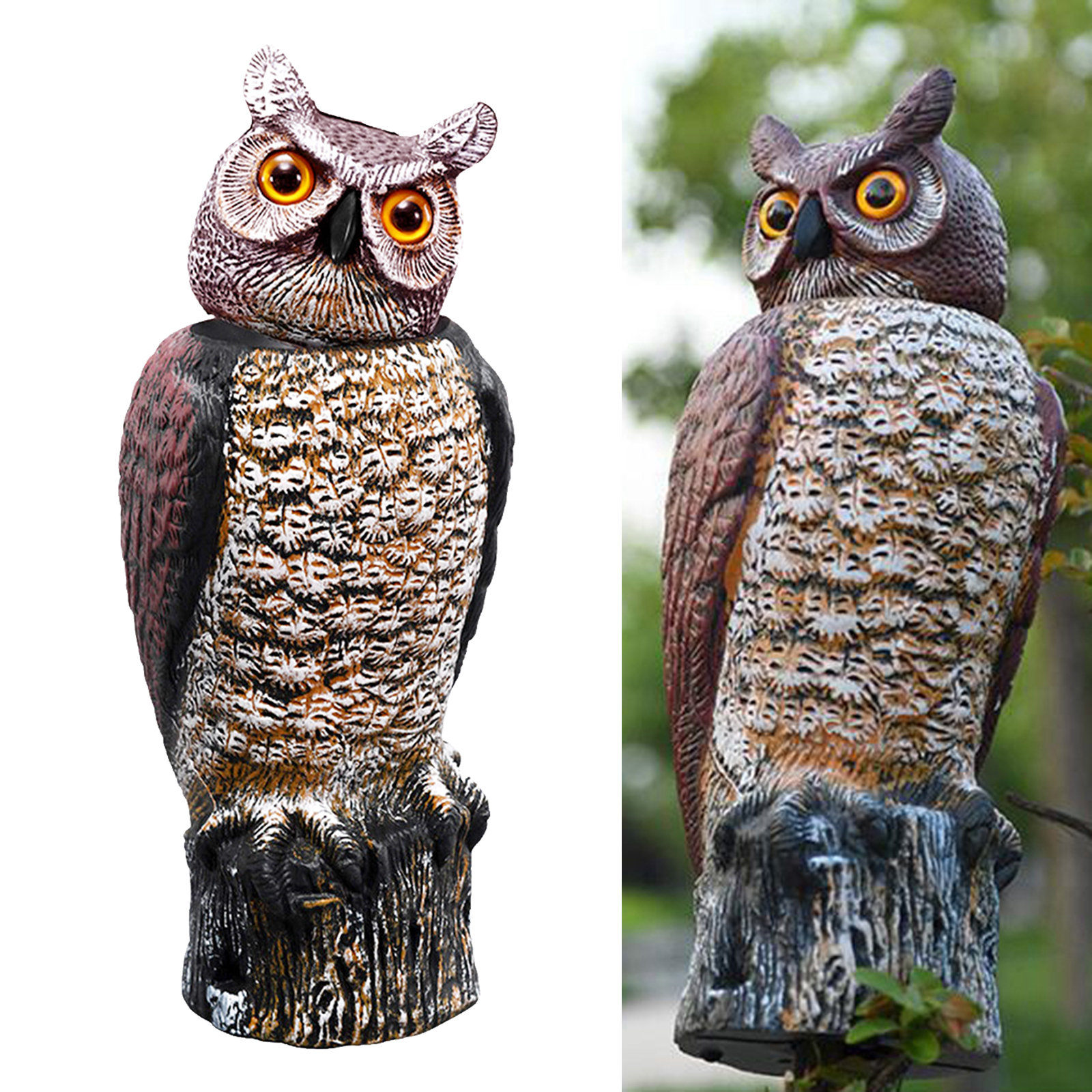 Horned Owl Decoy Scarecrow Bird Deterrent Repeller Nature Enemy Pest Control