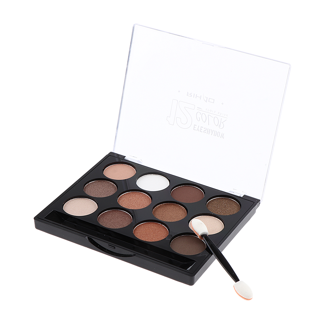 Hot Professional 12 Shades Eye Shadow Palette w/ Double Head Brush - Waterproof, Long-Lasting, Easy to Color