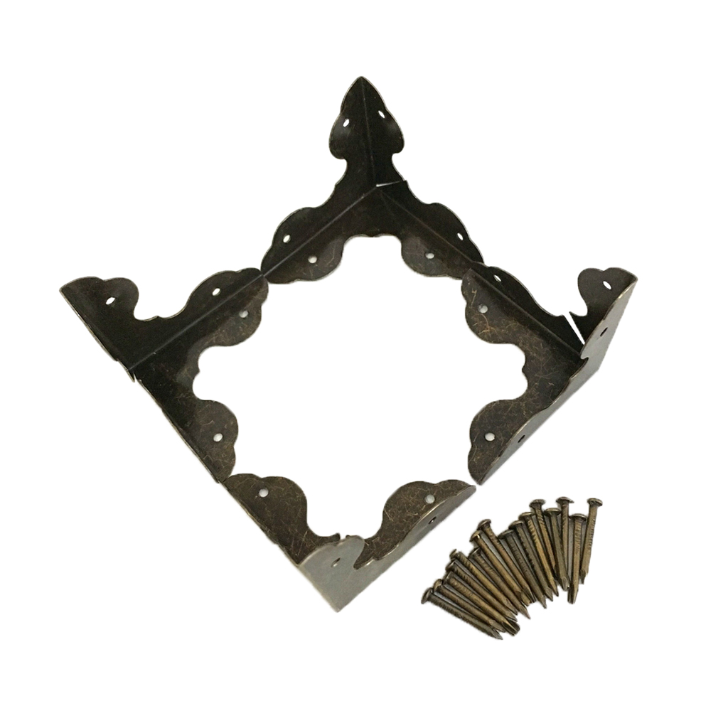4pcs Durable Retro Bronze Metal Corner Protector f/ Box Chest Replacing Part