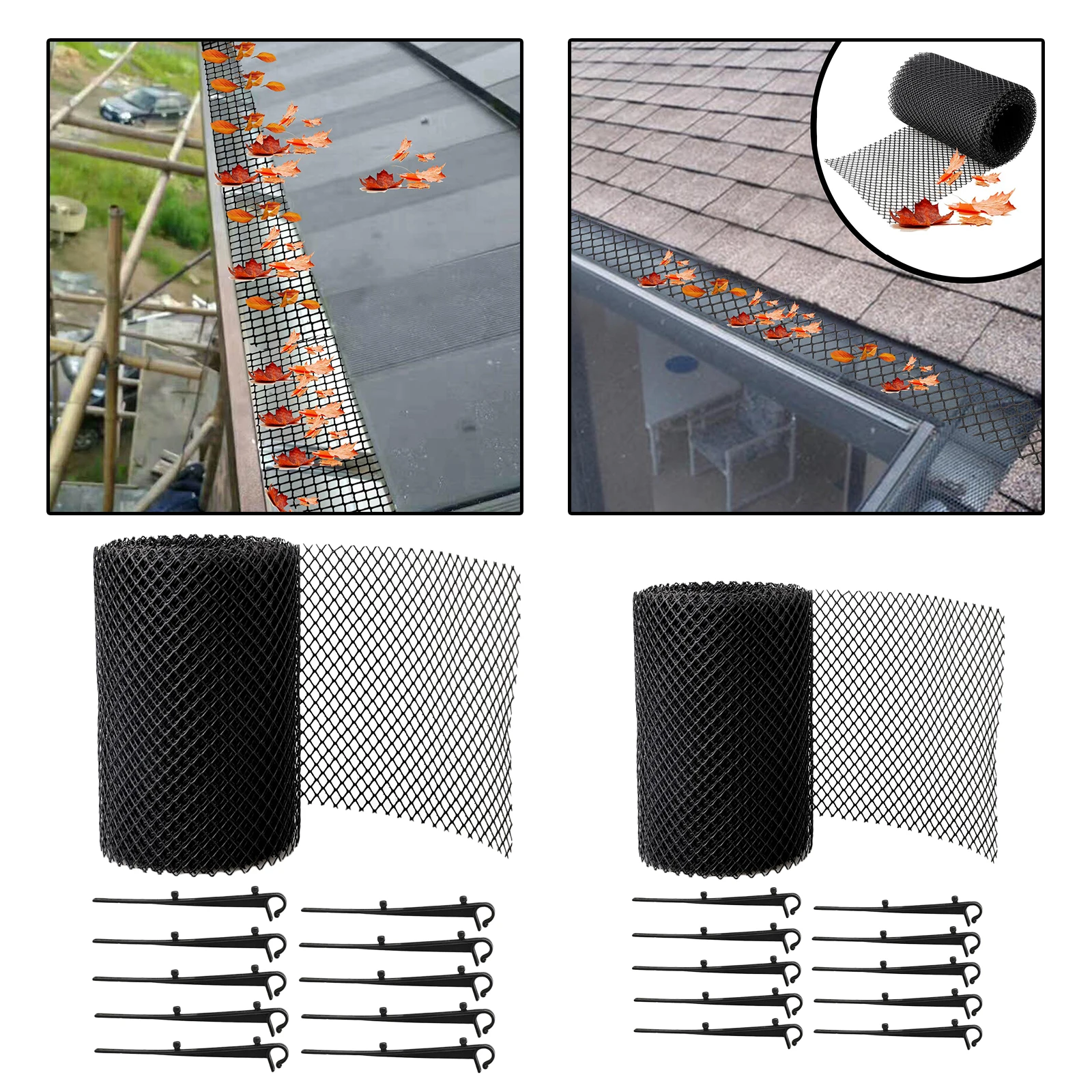 Gutter Guard Leaf Mesh Roof Guttering Stop Leaf Blocks 6m 8m With Hooks