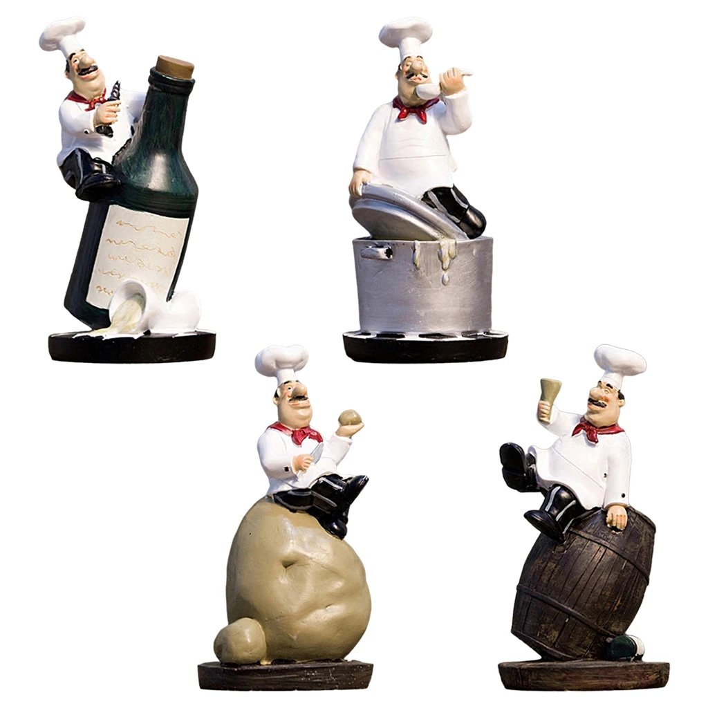 Resin Chef Figurine Statue Country Home Kitchen Restaurant Bar Decor Gift