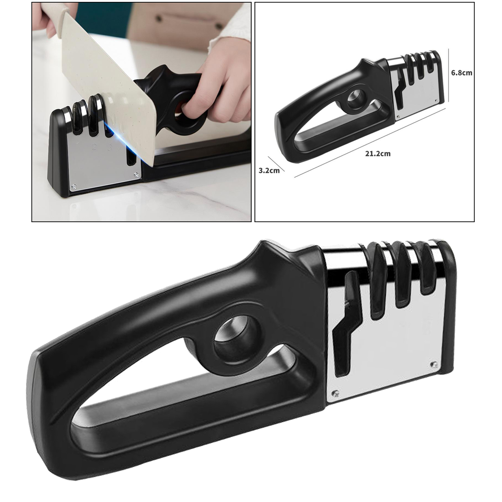 4IN1 Knife Sharpener Diamond Coated Fine Rod Knife Scissors Sharpening Stone