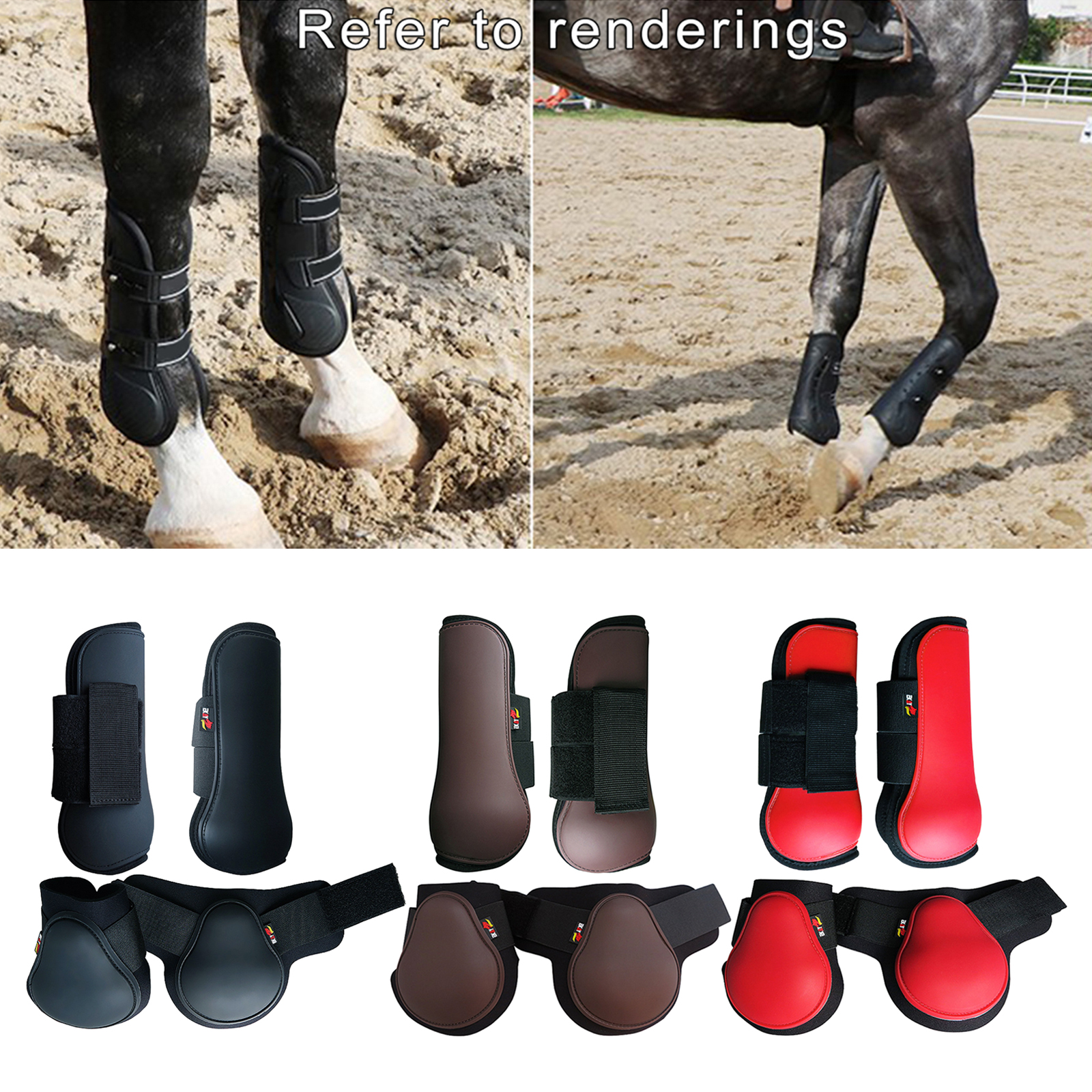 Horse Tendon Fetlock Boots Set of 4 Adjustable Brace Guards Protection Wrap