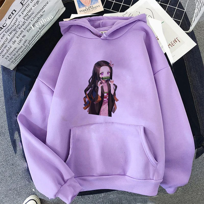 Kawaii Kamado Nezuko Autumn Hoody For Women Casual Tops Hoodies Cartoon Cool anime Print Sweatshirt Female Clothes cropped hoodie
