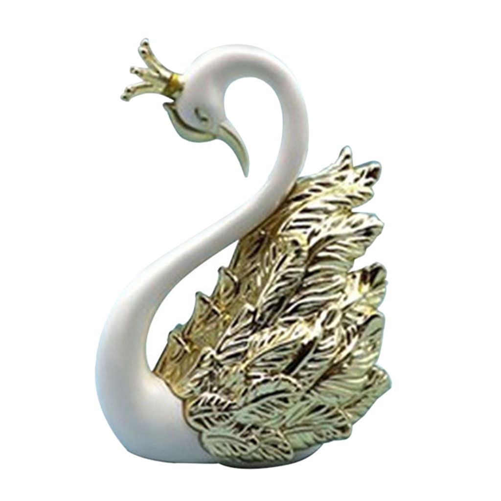 Resin Swan Statue Animal Figurine Ornament For Cake Topper Desktop Decor