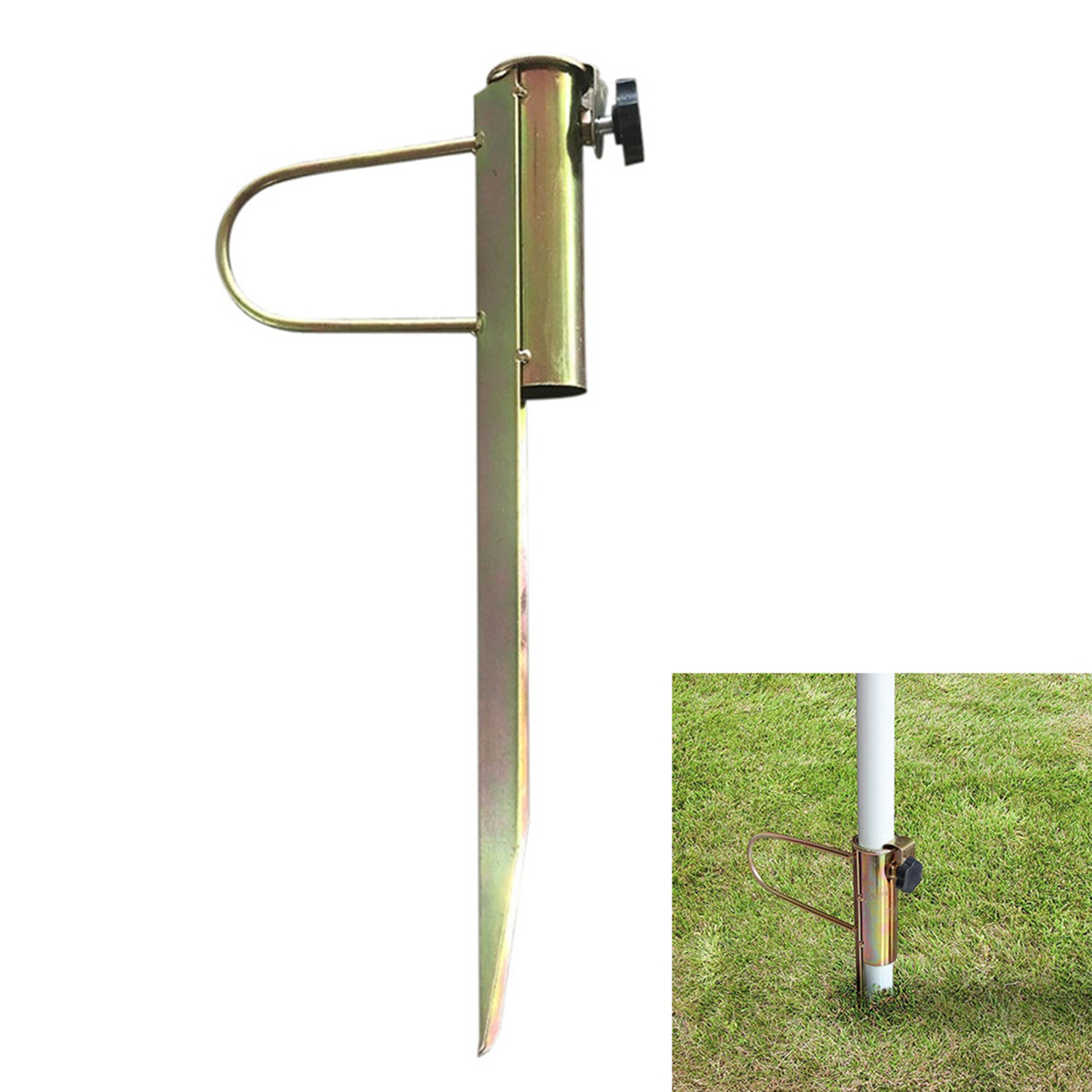 Patio Umbrella Base Stand Outdoor Garden Parasol Ground Spike Holder Anchor Fit Most Umbrella Poles