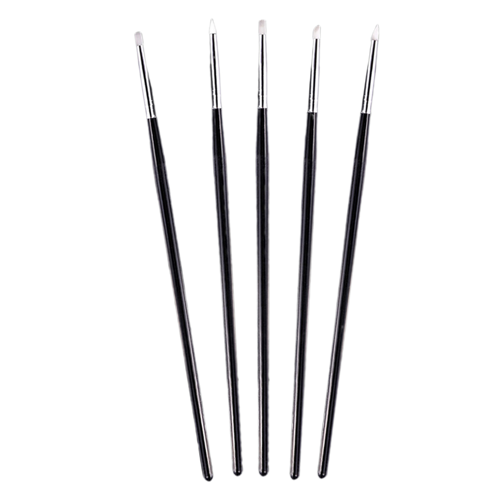 5 Pcs Silicone Nail Brushes Pens Set With 5 Shape Tip Acrylic Clear Handle For Nail Art Painting Carving Moulding Blending Pens