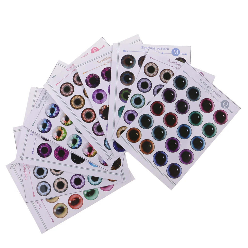 9 Sheets Doll Eyes Chips Pattern Without UV Glue For 12'' Blythe Dolls (J-R)