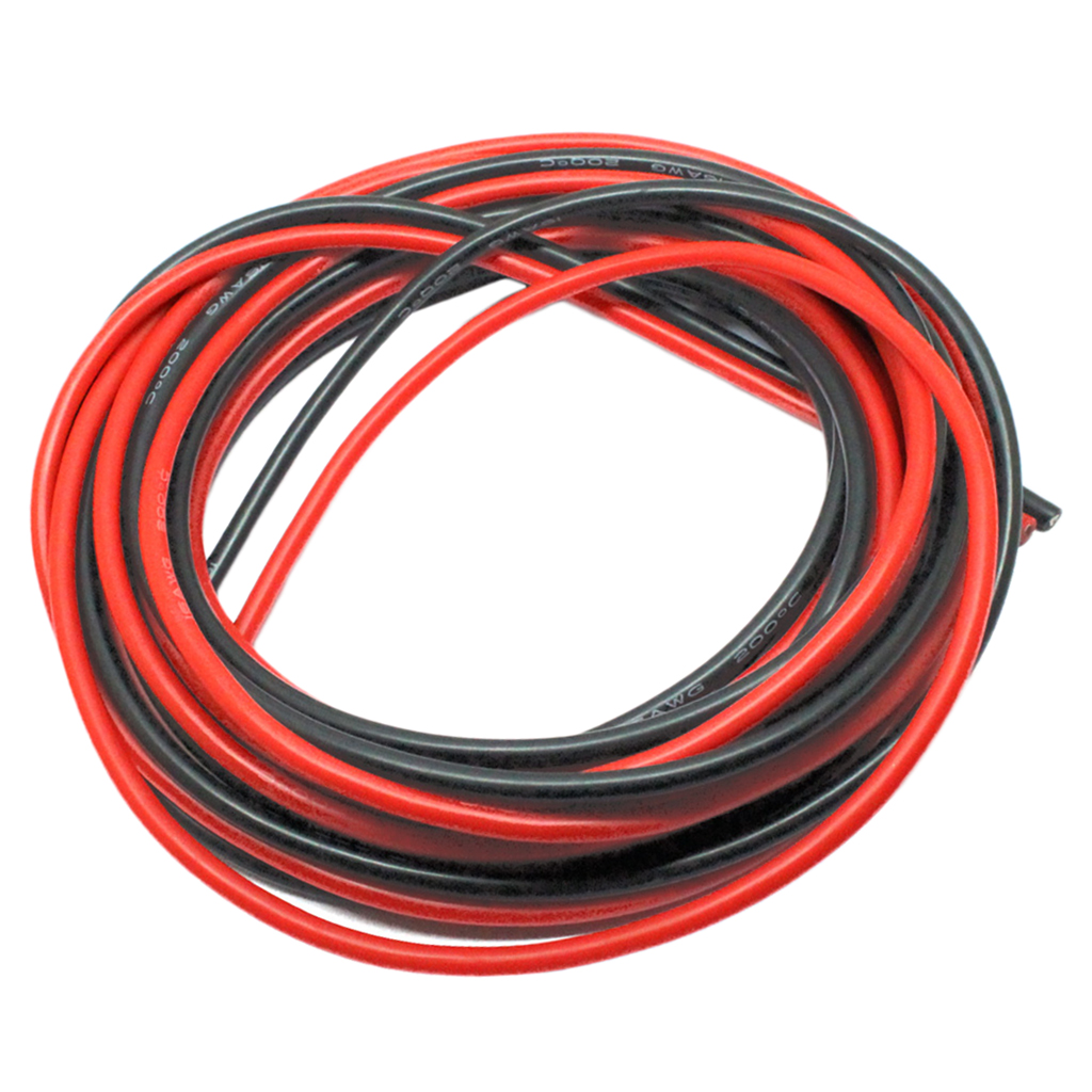2Pcs 16AWG Flexible Silicone Cable High Temperature Resistant  Black