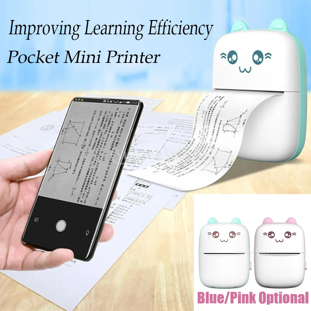 200dpi Photo Printer Mini Thermal Printer, Wireless BT Printer for Printing Photo Label for Android IOS Smartphone
