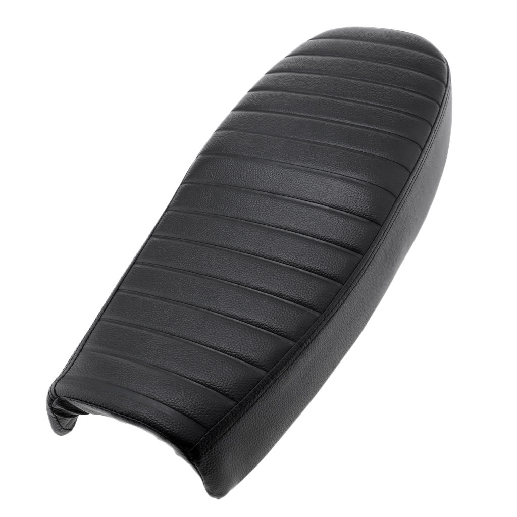 Motorcycle PU Leather Cafe Racer Seat Black Waterproof Universal Fit